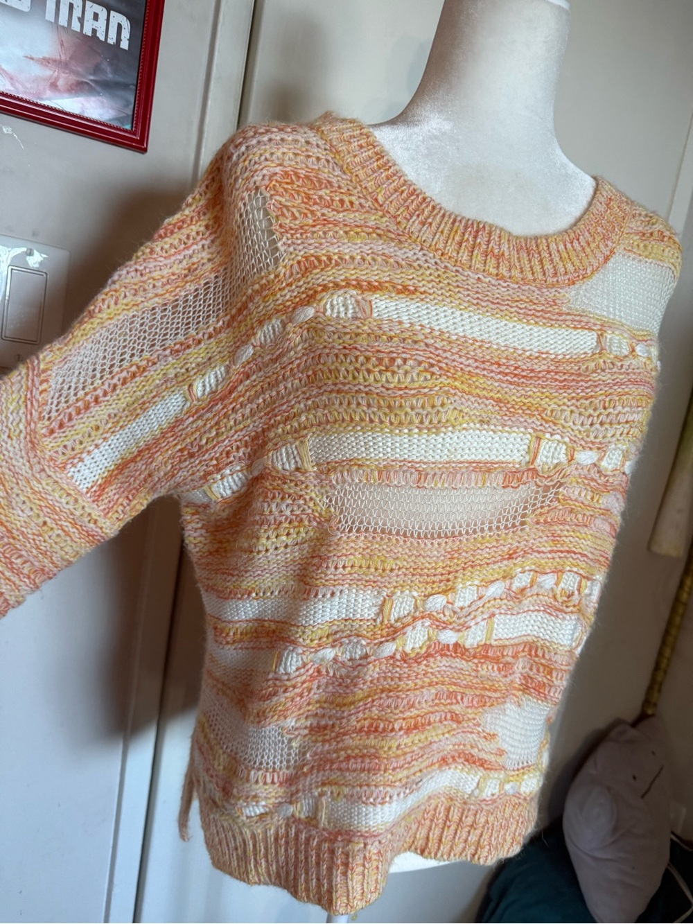 Orange uniq distressed mixed textured sweater fall autumn pumpkin patch outfit